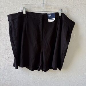 Old Navy Taylor Extra High Rise Linen Blend Size 2XL Black NWT Beach Cruise‎